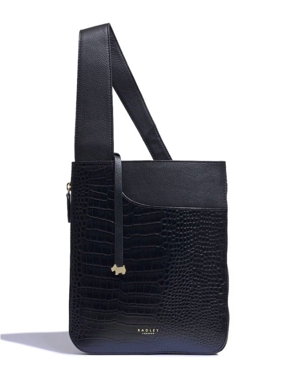 RADLEY LONDON Black Croc-Embossed Leather Crossbody Bag